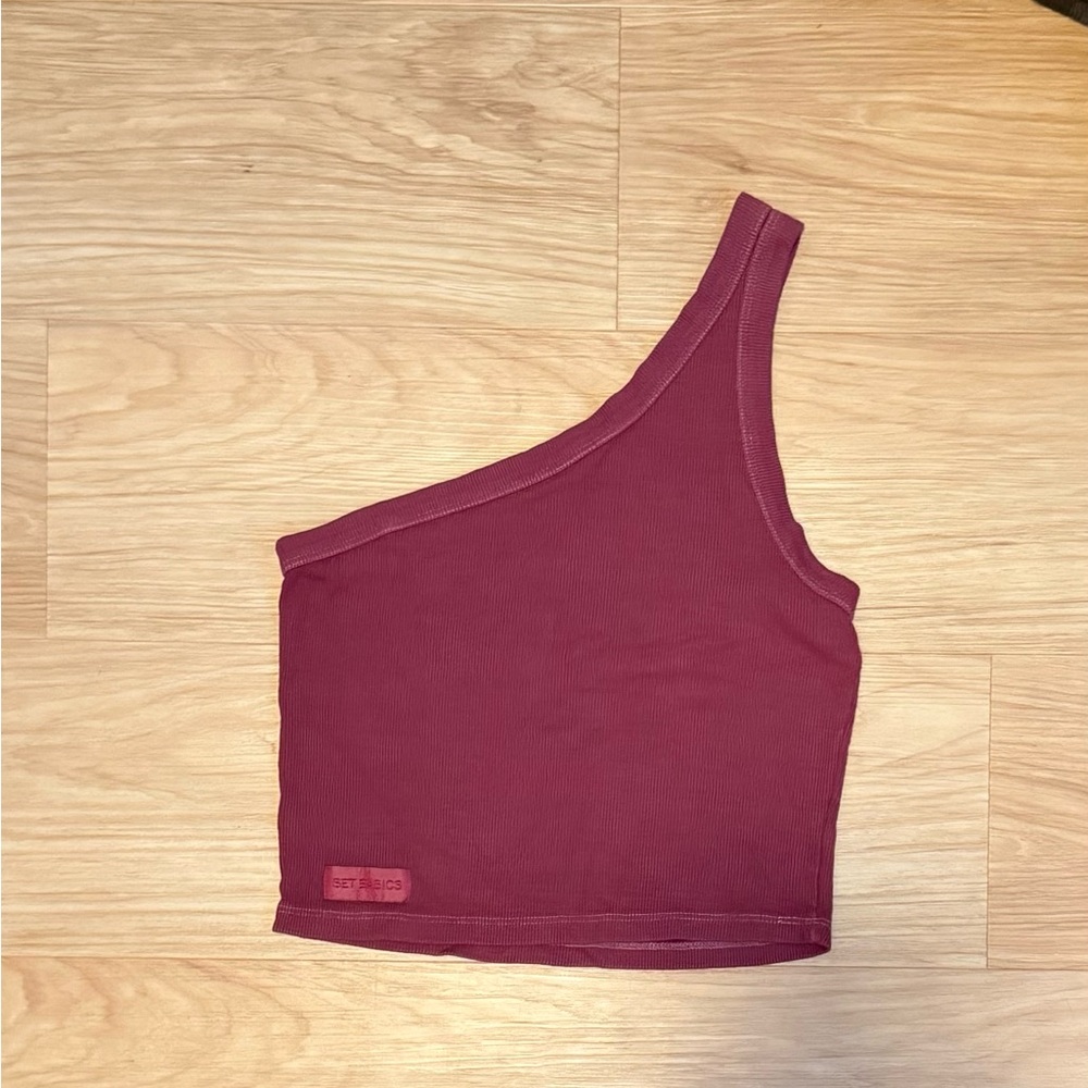One-Shoulder Burgundy Set Active Top